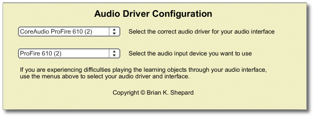 Audio Driver Configuration
